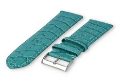 Calfskin XL strap with croco embossing - 28mm - turquoise