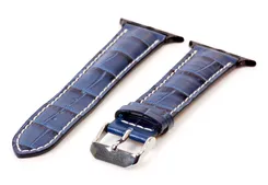 Apple Uhrenarmband croco Leder dunkelblau - 44/45/46/49mm
