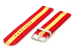 Horlogeband 22mm rood/geel nylon