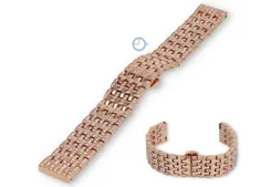 Uhrenarmband mit Steinchen - 18mm - roségoldfarbiges