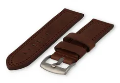 Robust leather watch band 20mm darkbrown leather