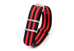 Watchstrap nylon 20mm Black/red