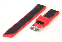Watchstrap 20mm black-red silicone
