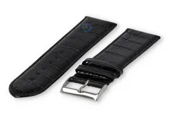 Calfskin XL strap with croco embossing - 28mm - black