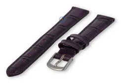 Leather strap with croc-print - 12mm - eggplant