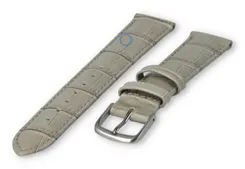 Leather strap with frizzled print - 16mm - lightgrey