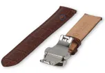 Luxe Edox horlogeband donkerbruin leer - vlindersluiting - 16mm