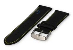 24mm hybrid strap - black with yellow