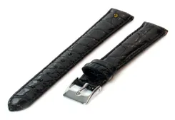 16mm horlogeband echt krokodillenleer zwart
