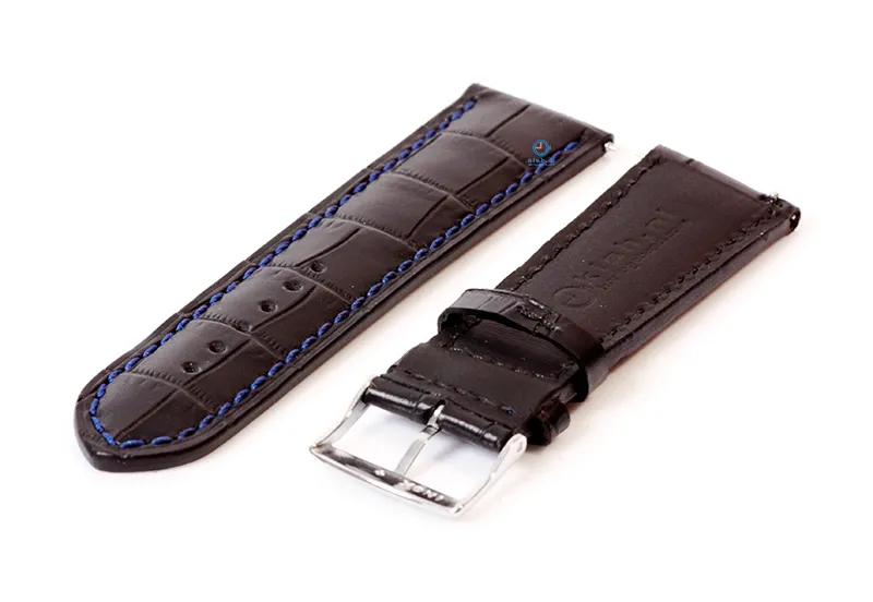 Watchstrap 24mm croco leather black