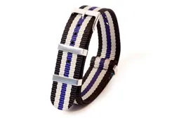 Watchstrap 20mm nylon tricolor black/grey/blue