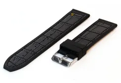 Watchstrap 22mm black silicone stitches