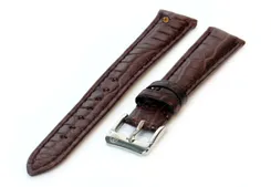 Matte watchstrap 16mm darkbrown crocodile leather