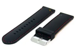 Horlogeband 24mm siliconen zwart-rood
