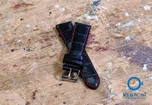 Watchstrap 22mm croco leather black-red