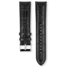 Universal 20mm black crocoleather watch strap with silver clasp