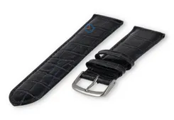 Leather watch strap croco - 20mm - dark blue
