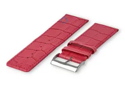 Calfskin strap with croco-relief - 28mm - raspberry
