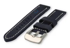 Water-repellent leather watch strap - 22mm - dark blue