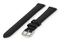 XL horlogeband glad leer - 14mm - zwart
