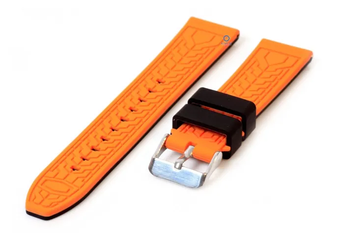 Silcone watch strap 22mm black/orange (reversible)