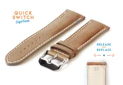 Horlogeband 22mm glanzend bruin leer