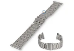 22mm matt steel linked strap - silver