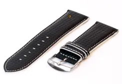 Waterproof black-white watchstrap 24mm