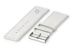 Calfskin XL strap with croco embossing - 28mm - white