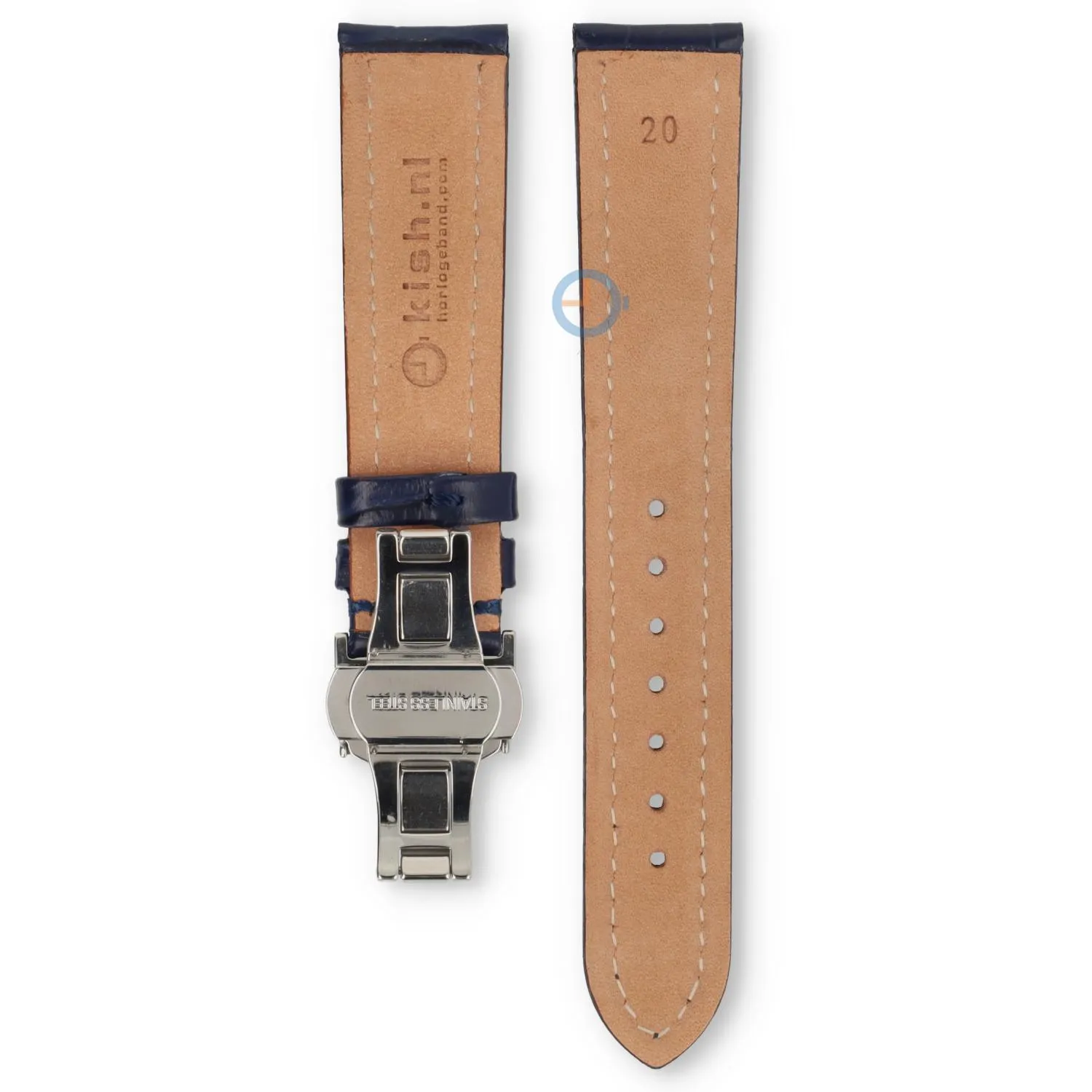 Luxury Festina watch strap dark blue leather - butterfly clasp - 20mm