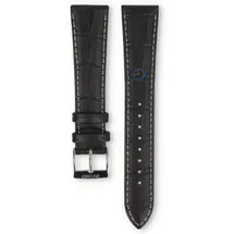 Universal 20mm black leather watch strap - Seiko