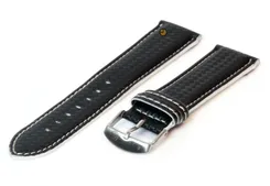 Waterproof black-white watchstrap 20mm