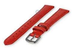 Leather XL strap with crocoprint - 12mm - red