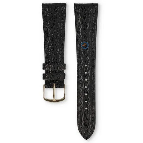 Universal 20mm black leather watch strap - Pulsar