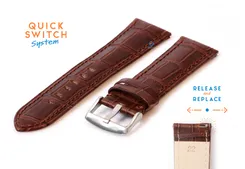 Watchstrap 22mm croco leather brown