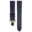 Luxuriöses Edox-Uhrenarmband aus dunkelblauem Leder – Faltschließe – 20 mm