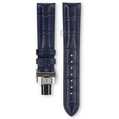 Luxuriöses Edox-Uhrenarmband aus dunkelblauem Leder – Faltschließe – 20 mm