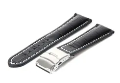 Watchstrap 22mm black (croc)