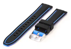 Silcone watch strap 22mm black/blue (reversible)