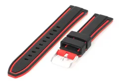 Siliconen horlogebandje 24mm zwart/rood (reversible)