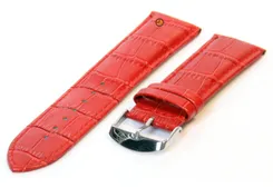 Horlogeband 24mm rood leer croco