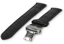 17mm - black - croco leather strap with butterfly-clasp