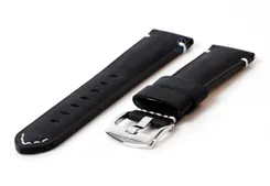 Watchstrap 22mm vintage black leather