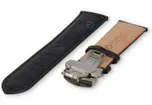 Luxe Edox horlogeband zwart leer - vlindersluiting - 22mm