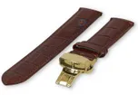 Luxe Certina horlogeband donkerbruin leer - vlindersluiting (goud) - 18mm