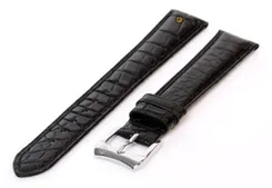 Matte watchstrap 16mm black crocodile leather