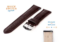 Watchstrap 18mm croco leather darkbrown