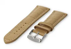 Watch band with crocoprint 22mm sand leather