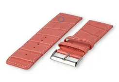 Calfskin strap with croco-relief - 28mm - salmon pink
