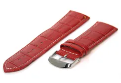 Watchstrap 24mm redbrown leather croco